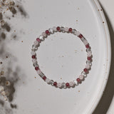 Granat Rosenquarz Bergkristall Armband